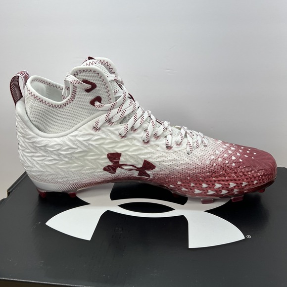 Under Armour Men's 13 Spotlight Clone 3.0 MC Football Cleats 3026334-107 WHT/RED - Picture 7 of 12